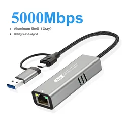 High - Speed 5Gbps USB to Ethernet Adapter with RTL8157 Chip for Enhanced Network Connectivity (5000Mbps)