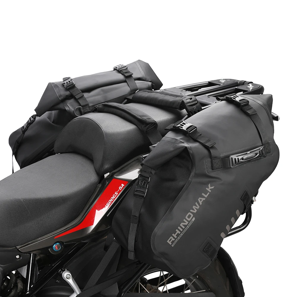 2pcs Motorcycle Bag Waterproof Tail Bags Reflective Tail Duffle Bag Saddle Dry Luggage Outdoor Motorcycle Pannier Bags