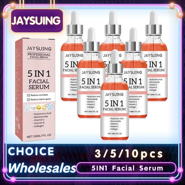 5 In 1 Hyaluronic Acid Face Serum Moisturizing Vitamin C collagen Lightning Facial Serum Shrink Pores Skin Care