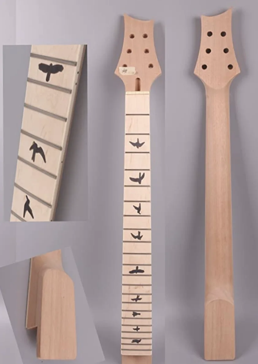 

DIY Guitar Neck 22fret 648cm Maple Fretboard Bird Inlay Set In