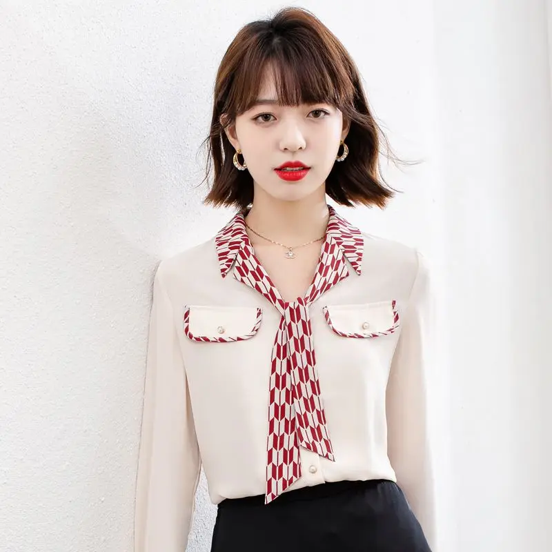 

Sweet V-Neck Spliced Button Lace Up Bow Shirt Women's Clothing 2023 Spring Summer New Casual Tops All-match Office Lady Blouse