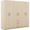 Large Wardrobe Closet 6 Doors, 70.9" W Wooden Wardrobe Cabinet with Big Drawers, Bedroom Armoire Dresser Wardrobe Clothes Organi 5