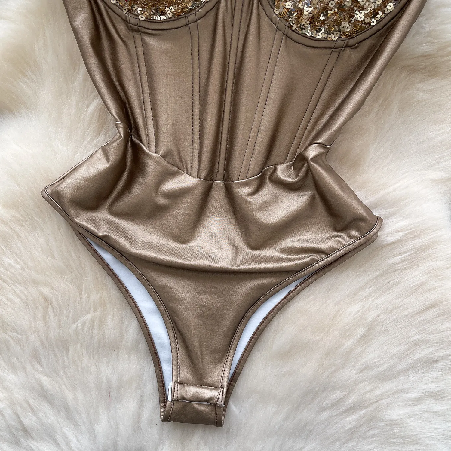 sequin corset bodysuit side view