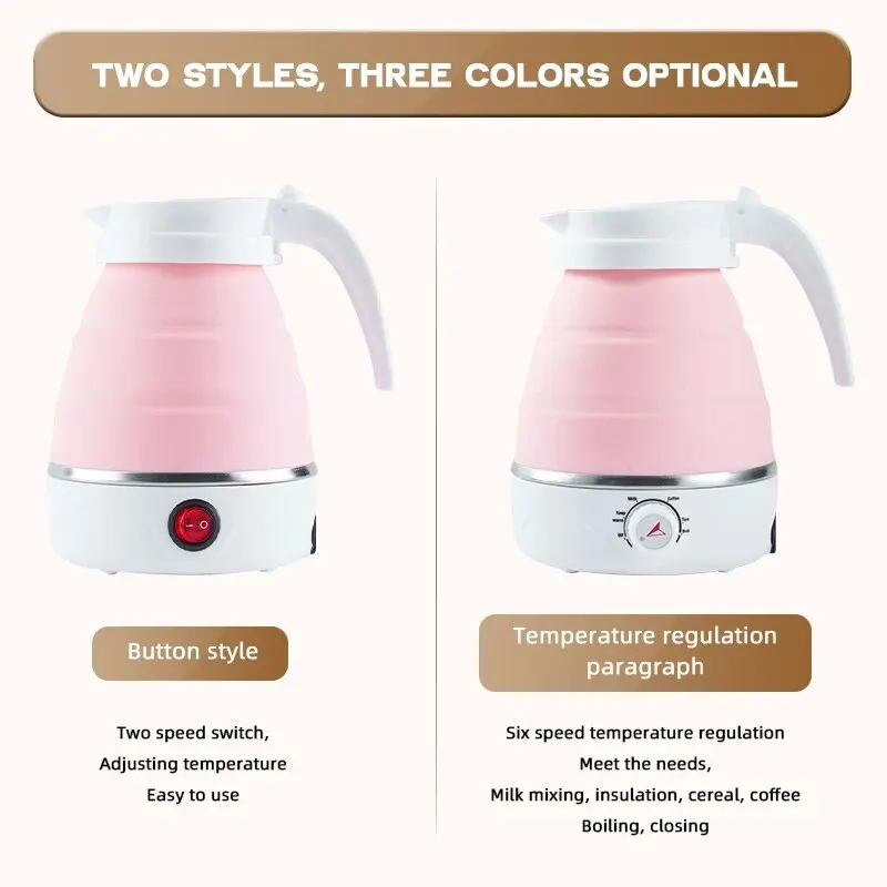 Mini Folding Kettle Electric Kettle Folding Kettle 600ML Outdoor Travel Portable Foldable Electric Kettle For Household Small Intelligent Power Outage Insulation Electric Kettle