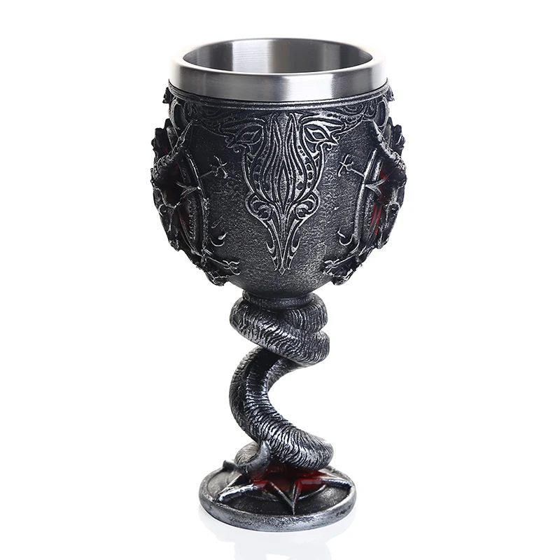 Description Picture 4 of item200ml Baphomet Wine Glass Buffmet Resin Stainless Steel Goblet Horn Cocktail Glasses Whiskey Cup Pub Bar Drinkware Dropshipping