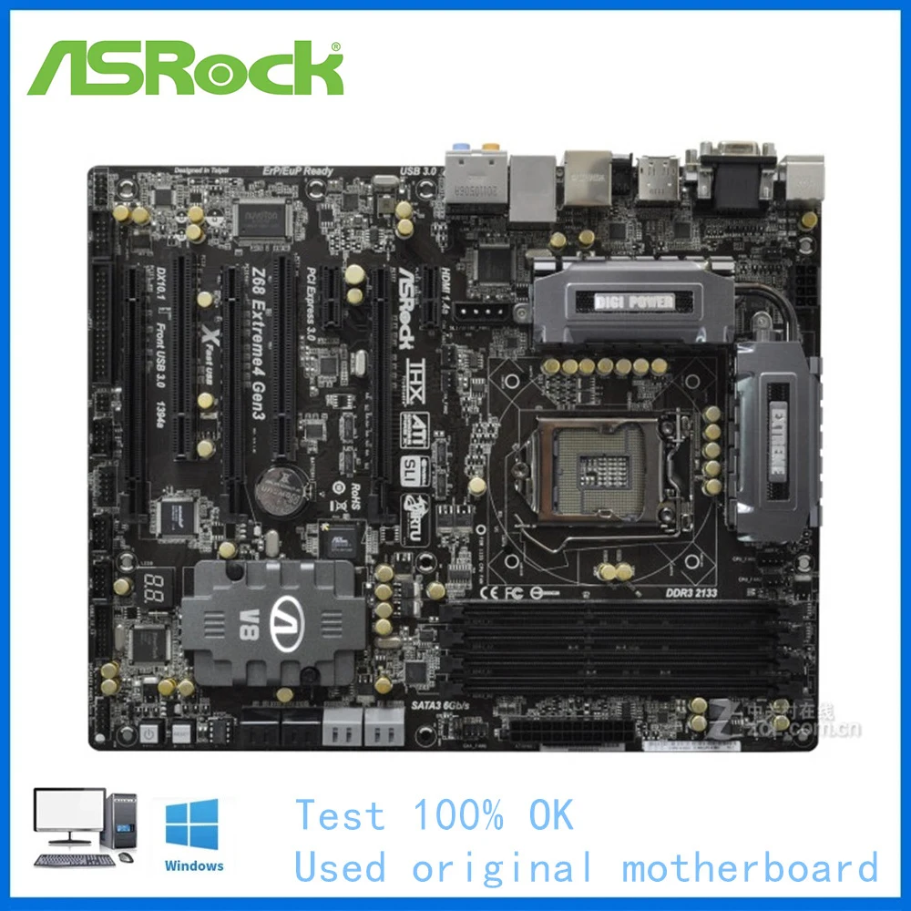 

Материнская плата USB2.0 LGA 1155 DDR3 Z68 для компьютера ASRock Z68, б/у