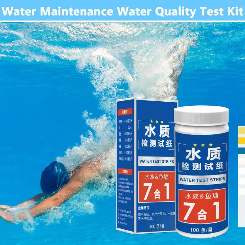 Aquarium Water Test Kit Quick And Accurate Pool Test Strips 7 In 1 Hot Tubs Swimming Pool And Spa Tester for Residual Chlorine