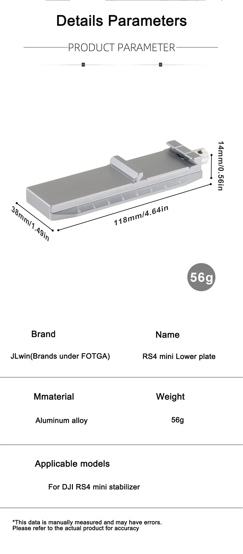 FOTGA Untere Ebene Schnellwechselplatte Halterung Für DJI RS4 mini Universal Arca Swiss Schnellwechselplatte Stabilisator Kamera Zugriffs – Detail 2