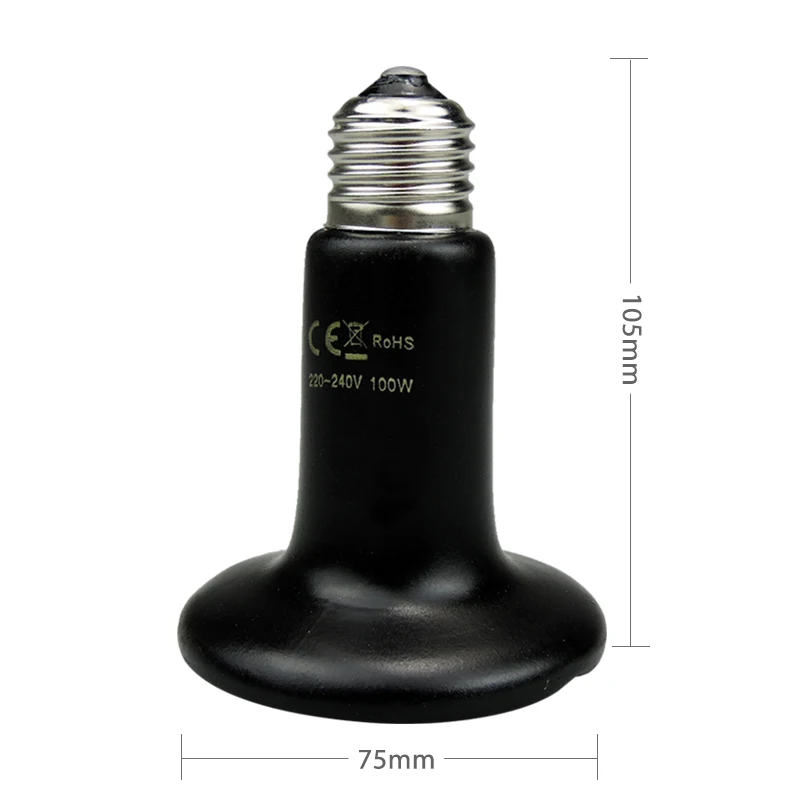 Ceramic Emitter Heat Lamp Bulb Pet Heating Light Bulb Infrared Black for Ceramic Heate Reptile Animals Heater Brooder Chocadeira reptile heating lamp reptile light bulb reptile lamp bulb