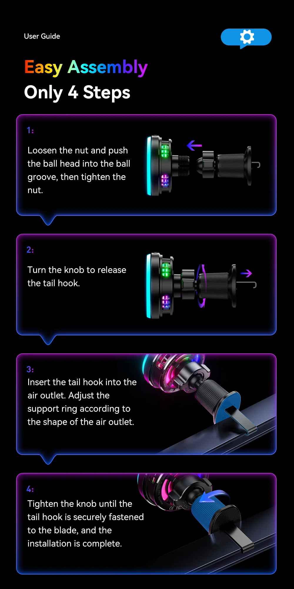 Essager supporto magnetico per auto con caricabatterie wireless e rgb_voghion.com