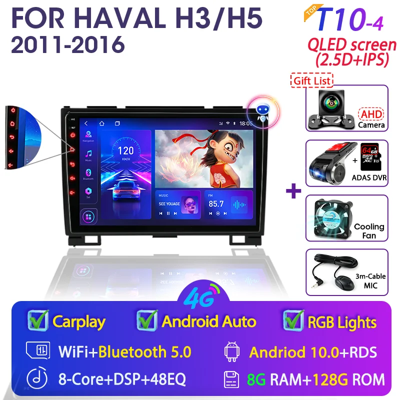 9" Android 10.0 2Din Car Radio For Haval Hover Great Wall H3 H5 2011-2016 Multimedia Video Player Navigation GPS 4G+64G WIFI DSP car media player hdmi Car Multimedia Players