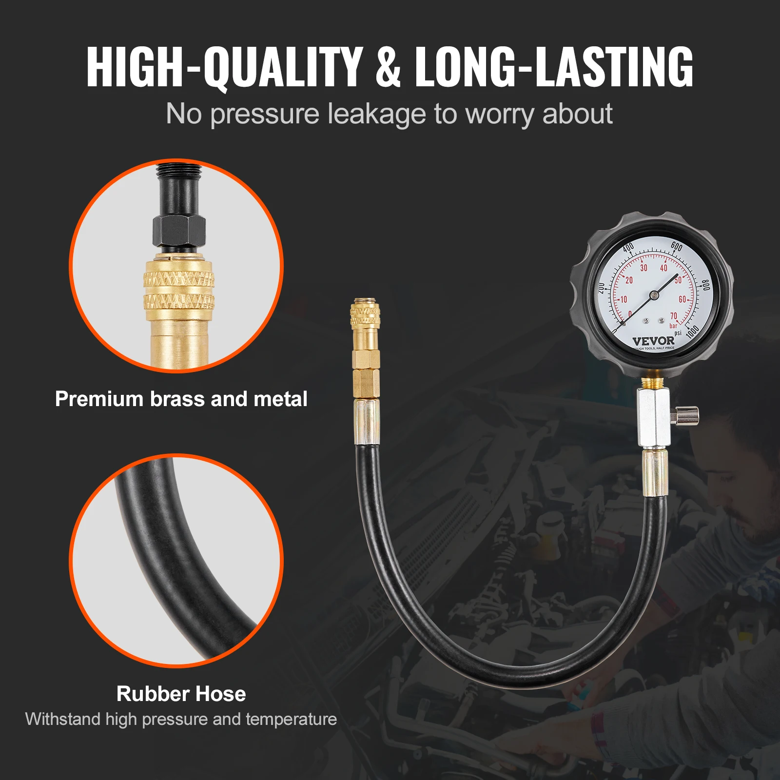 VEVOR Diesel Engine Compression Tester 18 pcs Cylinder Pressure Test Tool Kit Diesel Injector Tester Check Cylinders For Trucks 5