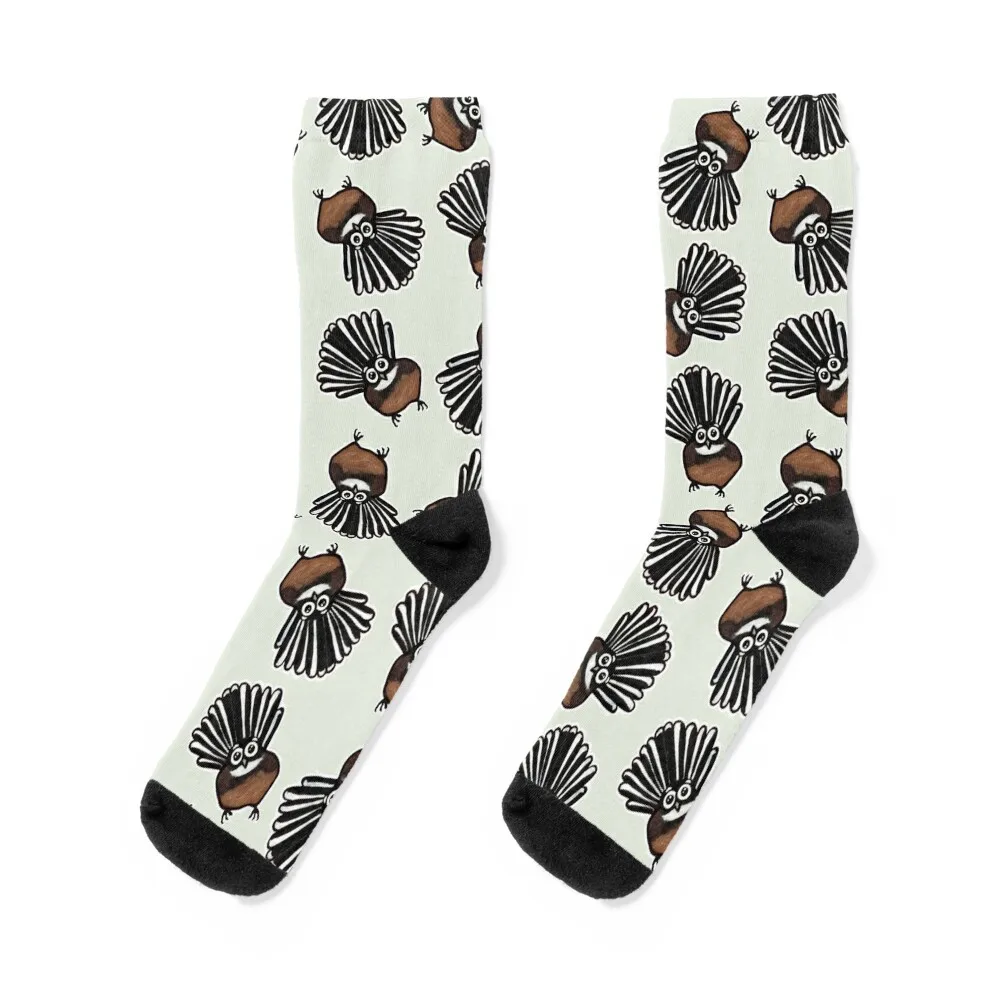 

Cute Fantail - clock ft. Te Reo Maori numbers Socks snow New year's colored Woman Socks Men's