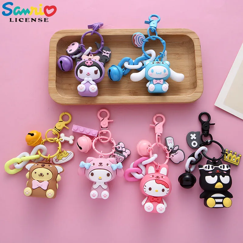 

Hello Kitty Sanrio Anime Cute Kuromi My Melody Silicone Keychain Student Schoolbag Cartoon Charm Girl Gift Kids Creative Toys