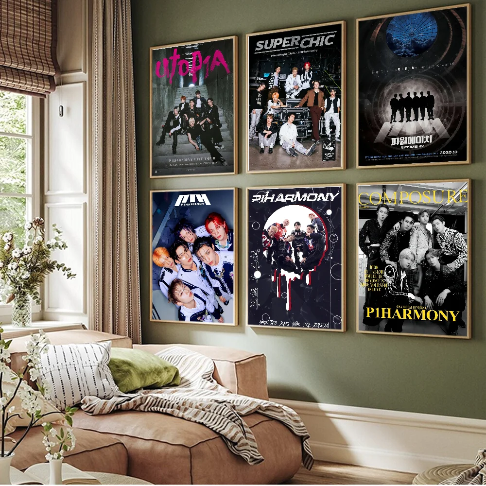 P1Harmony KPOP Classic Vintage Posters Whitepaper Prints Posters Artwork Kawaii Room Decor poster prints vintage posters kpop photocard
