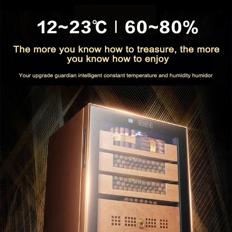 Constant temperature humidity humidity cigar cabinet cedar wood layer shelf electronic air cooler freezer freezer rose gold 5