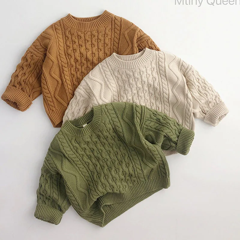 Baby Solid Pullover Tops Kids Pullover Sweaters Korean Style Children Clothing Autumn Spring Baby Boys Girls Sweater