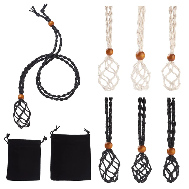 6 Pieces Necklace Cord Empty Stone Holder Stone Necklace Cord Adjustable  Necklace Holder DIY Quartz Crystal Necklace Cord Jewelry Making Supplies