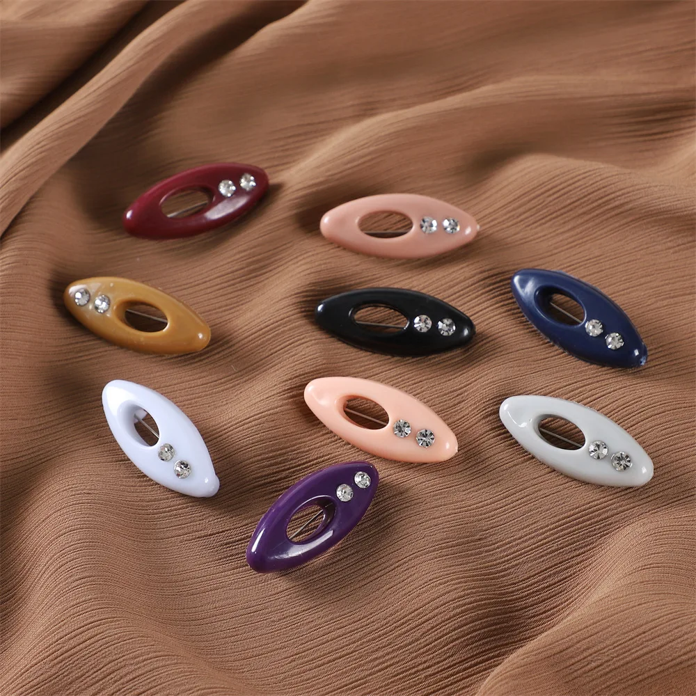 12pcs Oval Needle Color Muslim Headscarf Needle Scarf Buckle Scarf Pin  Accessories Plastic Safety Pin Color