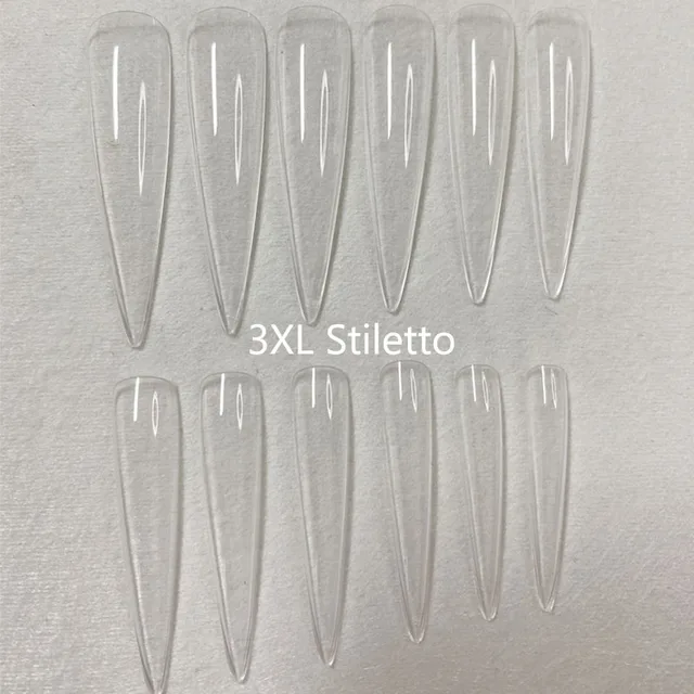 XXL Clear Square Full Cover Press On False Nail Tips Extra Long Nails Straight Shape False Tips UV Gel Manicure Tool Fake Finger 3XL Stiletto 240pcs