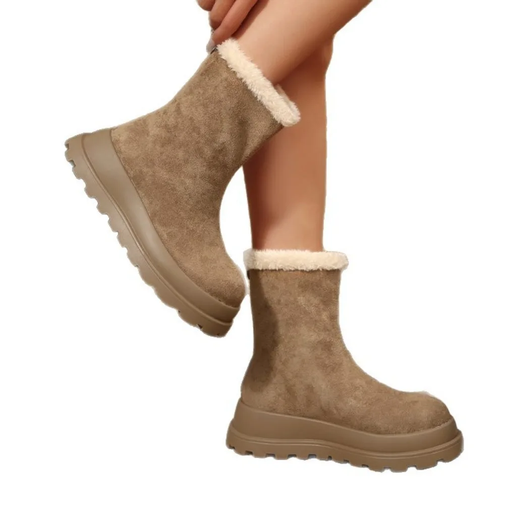2025 new Winter Plush Women Short Boots Fashion Platform Thick Heel Ankle Booties Autumn Winter Keep Warm Shoes