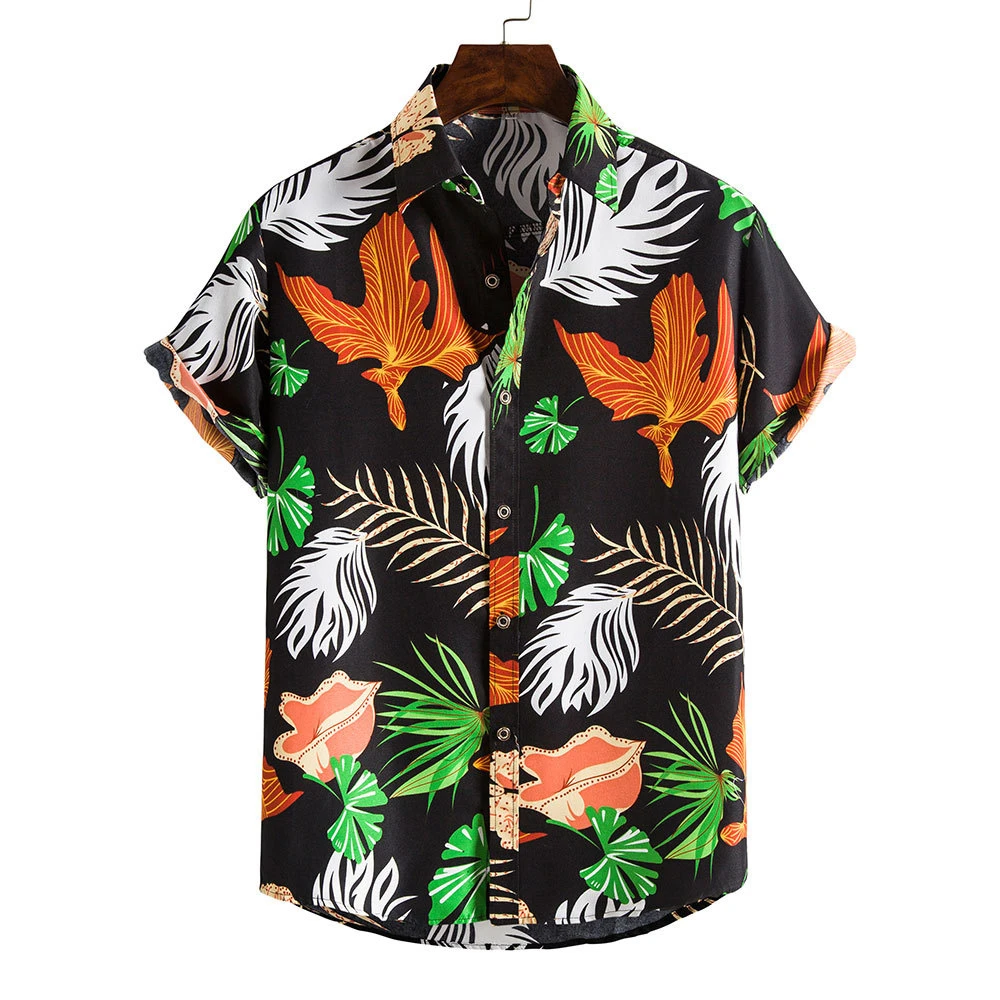 Hawaiian Mens Coconut Casual Colorful Floral Shirt Printed Fashion Vacation Beachwear Streetwear Short Sleeve Plus Size 2