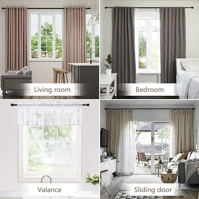 Thick Material Curtain Rods for Windows 5/8 Inch Decorative Curtain Rod Set White Splicing Duty Metal Rod with Brackets