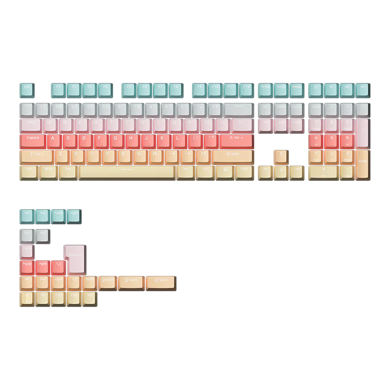 Akko Monsgeek Rainbow/Ice Cream Keycap Set 132Key OEM Profile Full Keycaps PBT Doubleshot Key