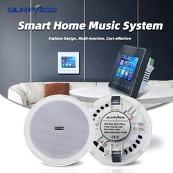 Smart Home Wall Amplifier Bluetooth-compatible Key Touch Mini Control Panel FM Radio Frameless Ceiling Speaker for Living Room