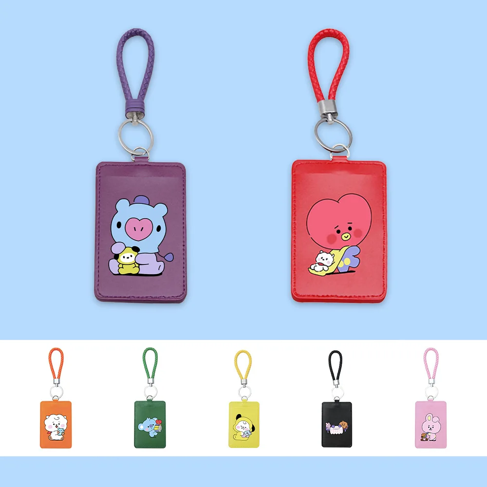 Nuovo Bt21 Pu Kawaii Anime Baby Series Card Sleeve Id Sleeve Bus Access Card Strato Esterno Con Custodia Protettiva Per Cordino