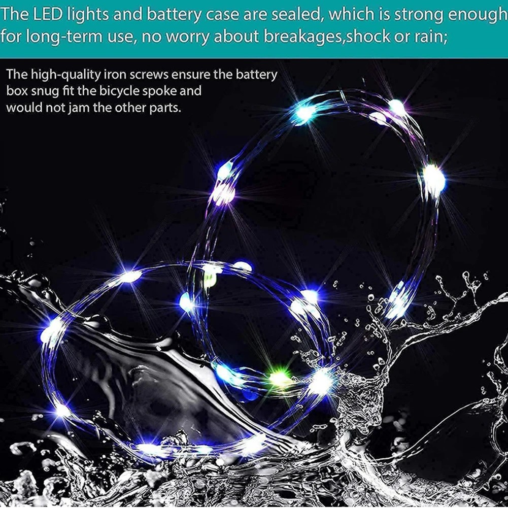 Bicycle Spoke Lights Waterproof Bike Spoke Lights 16 Colors Cycling Decoration Safety Warning Tire Strip Light Bike Accessories