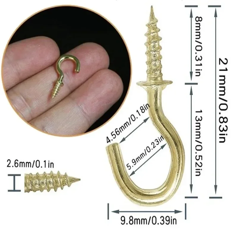 50/200pcs Mini S Screw Hooks String Lights Hanging Holder Metal