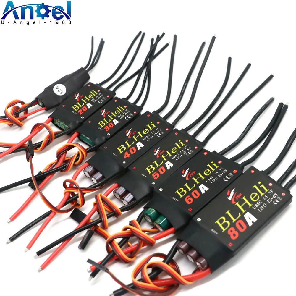 

BLHeli Brushless ESC 12A 20A 30A 40A 50A 60A 80A with UBEC for Quadcopter Aircraft Model Fixed Wing Multi-axis DIY FPV RC Drone