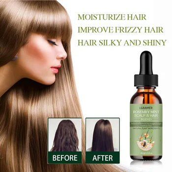 Olio per la crescita dei capelli Olio organico per il rafforzamento del cuoio capelluto al rosmarino alla menta piperita Cura nutriente Estremità anti-spaccatura e set di oli per capelli contro la perdita dei capelli