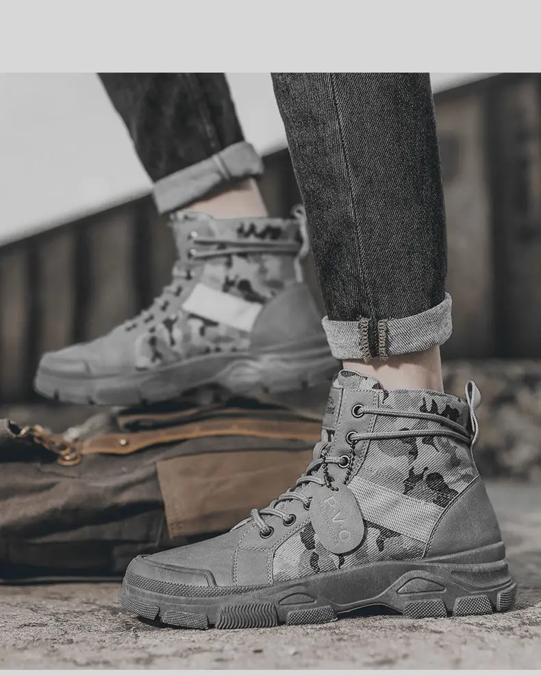 Men's Shoes Camo Martin Boots Men's Autumn/Winter Work Wear Casual Short Boots