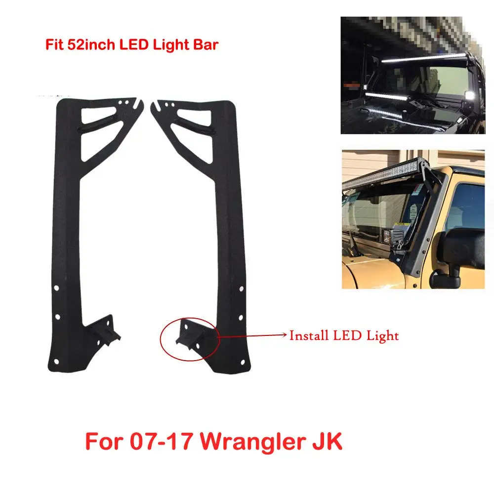 

SXMA Upper Windshield Brackets A-Pillar Mounting Bracket Kit for 2007-2017 Jeep Wrangler JK 52 inch Led Light Bar J132