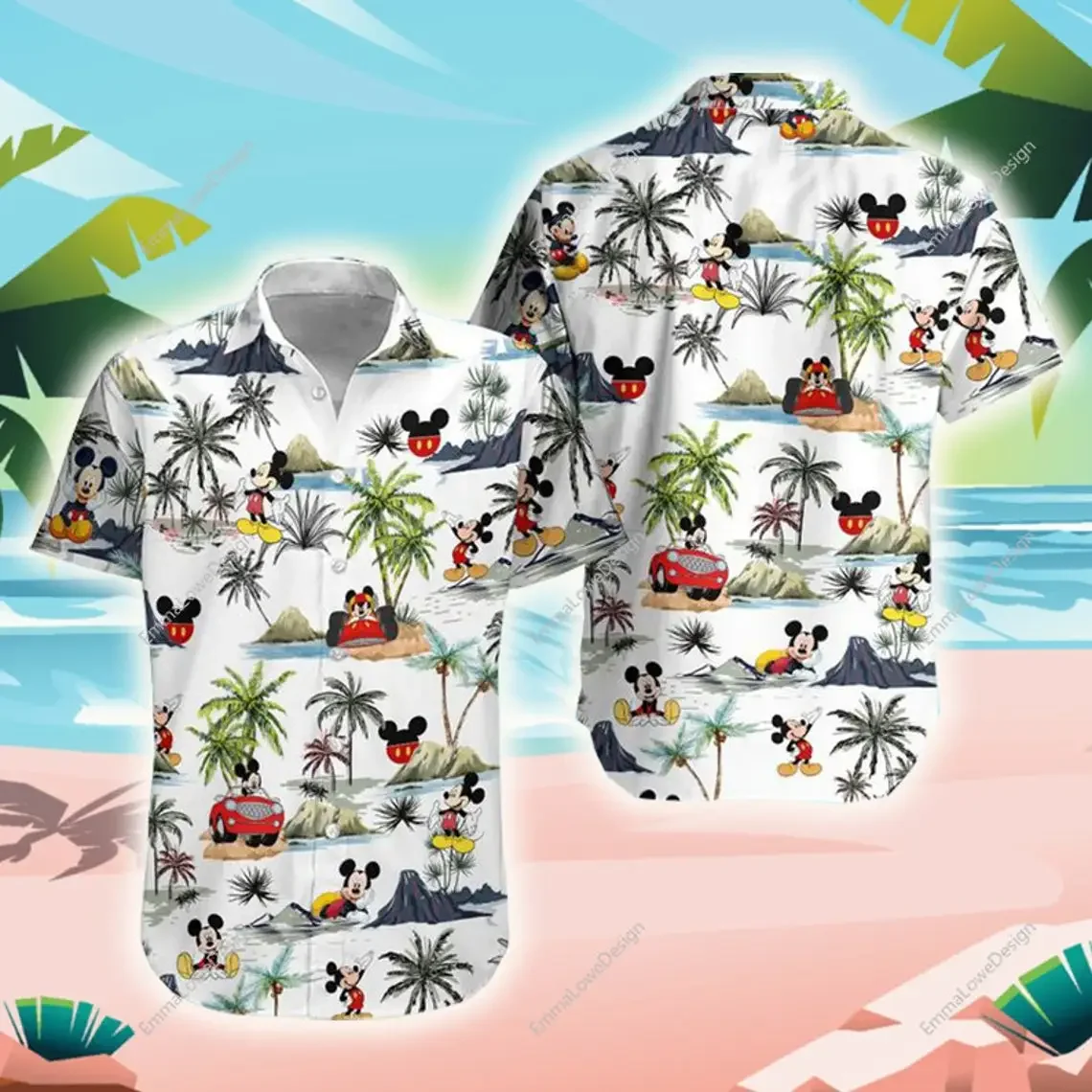 New Mickey Mouse Pantaloncini Camicia Hawaiana Topolino Estate Manica Corta Bottone Camicia Hawaiana Pantaloncini Da Spiaggia Disney Trip Camicia Hawa