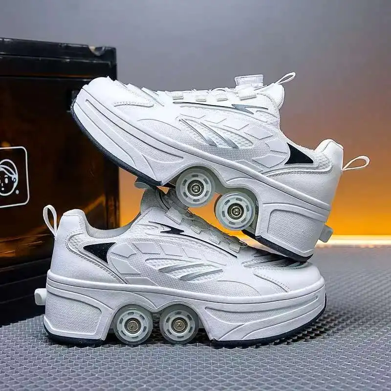 New large four-wheel retractable roller skates, perfect for outdoor sports and leisure activities. A great gift!