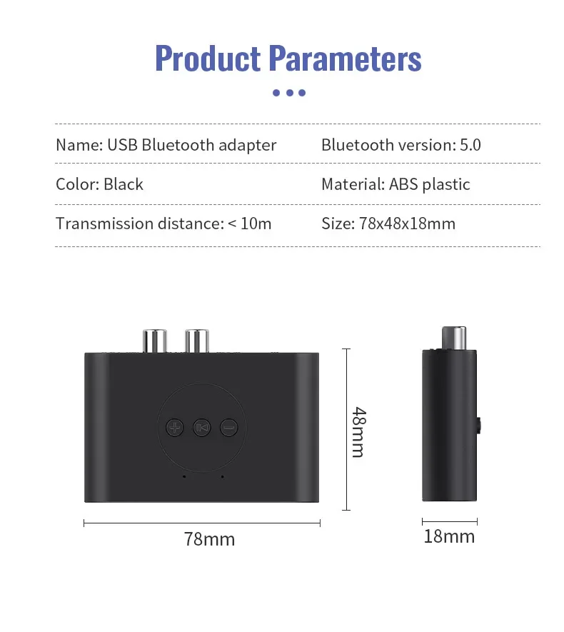 Bluetooth 5.0 Receiver U Disk RCA 3.5mm AUX Jack Stereo Wireless Adapter Mic Speaker Amplifier Car Audio Transmitter