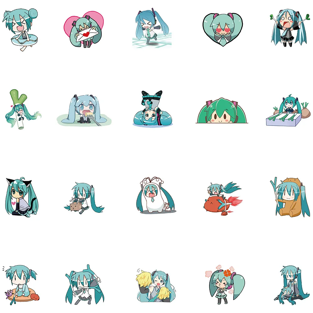 10/65Pcs Funny Hatsune Miku Anime Stickers Skateboard Graffiti