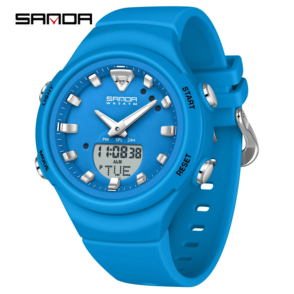 SANDA Men's Dual Display Luminous Sports Watch - Shockproof Fashion Electronic Quartz