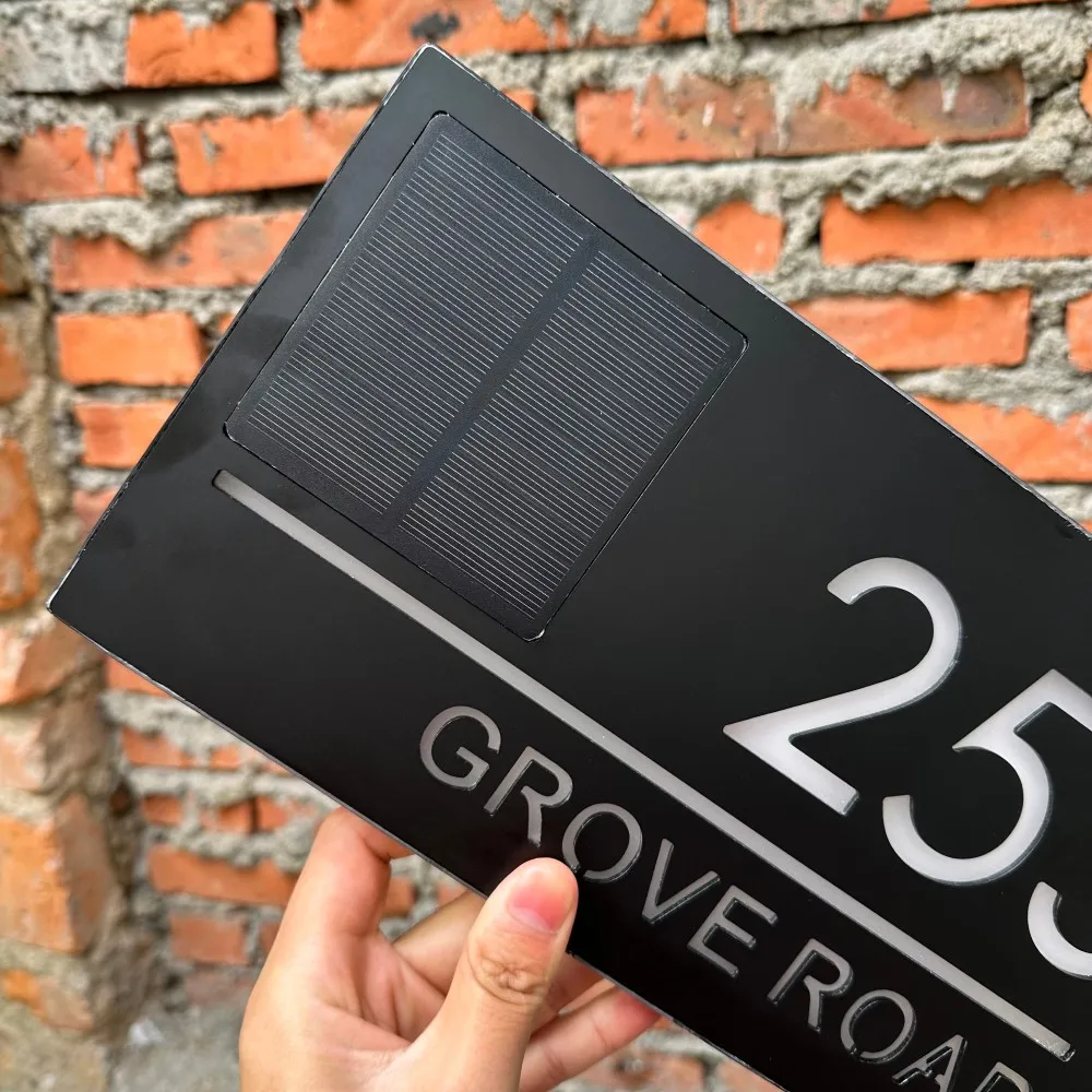 7Color solar house number light 3DLaser cutting house wall plaque door sign