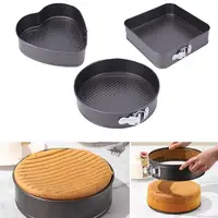 Lot de 3 Moules à Gâteau en Acier Carbone – Formes Cœur, Rond et Carré avec Fond Amovible 5