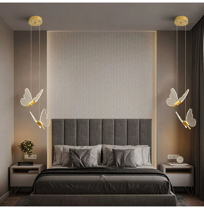 Butterfly LED Wall Lamp Indoor Lighting Home Bedroom Bedside Pendant Lamps Living Room Decoration Interior Wall Light Hanging