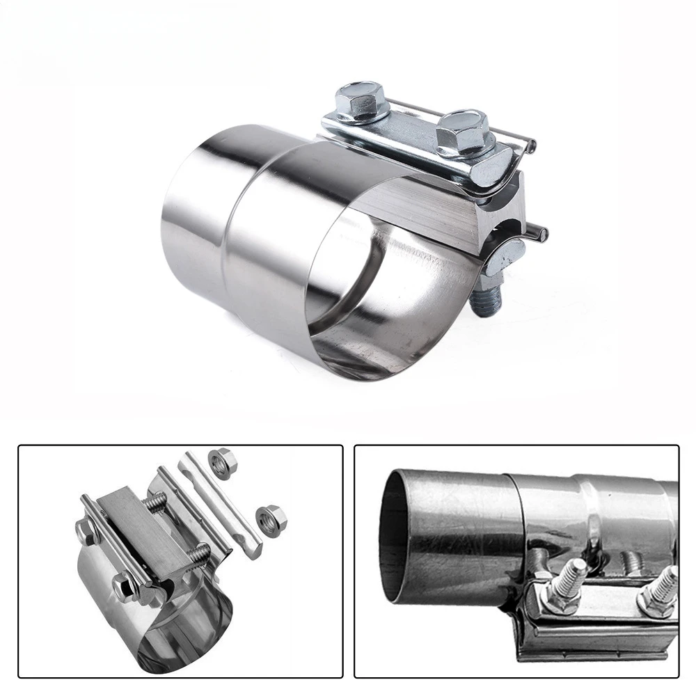Car Exhaust Clamp 2.25 2.5 3 Inch Butt Joint Band Clamp Sleeve Coupler Stainless Steel for Pipes Mufflers Catalytic Converters