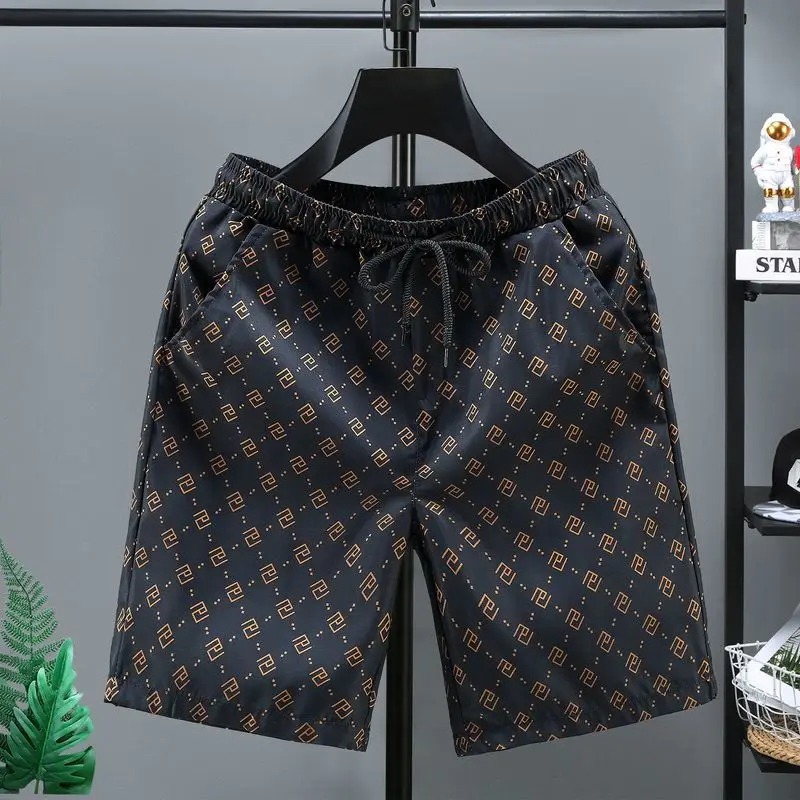 

2024 New Men's Summer Ice Silk Thin Shorts Trendy Men's Casual Short Loosen Pants Beach Pants Men's Hallen Pants