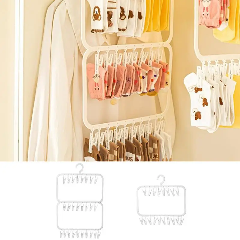 

Sock Drying Rack Windproof Laundry Drying Rack With Clips Folding Clothes Hanger Underwear Hanger Drying Rack Home Accessories