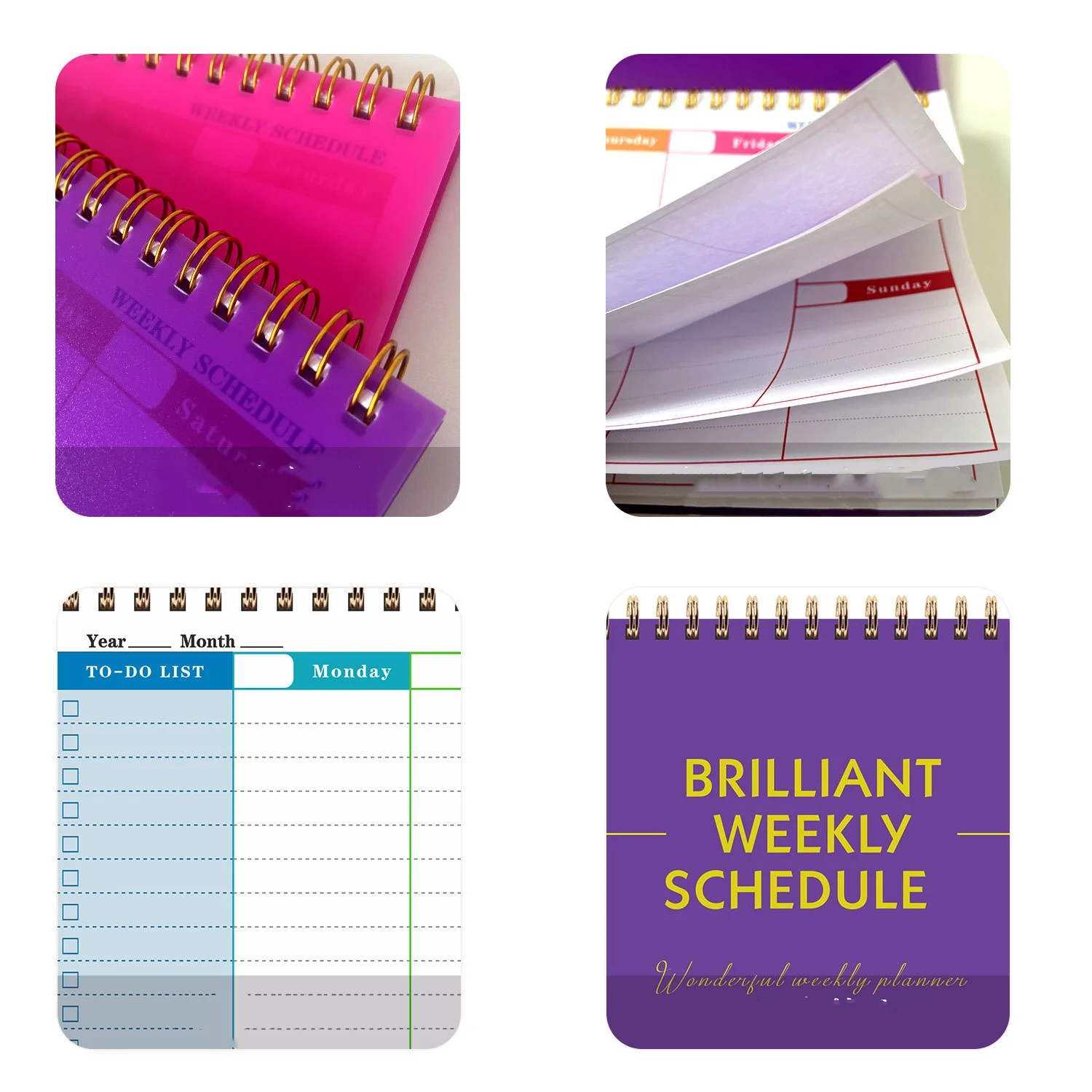 English Coil Notebook: Weekly Planner & Memo Notepad, 60 Sheets/120 Pages