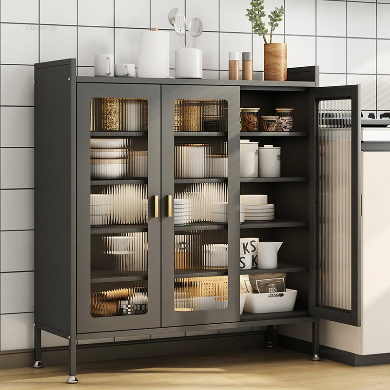Modern Metal Kitchen Cabinet with Door Household Dust-proof Kitchen Cabinets Multi-functional Small Appliance Storage Cabinet 3