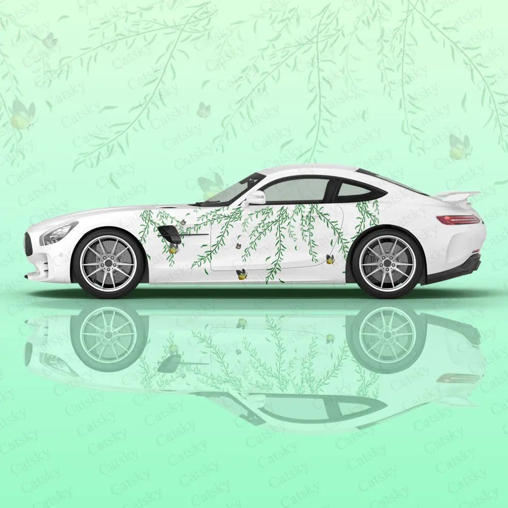 

Custom Willow Branch Image Wrap Sticker Decorative Car Decal Racing Car Graphic Decal Full Body Vinyl Wrap Modern Design Vector